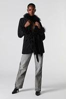 Corduroy Faux Fur Trim Jacket