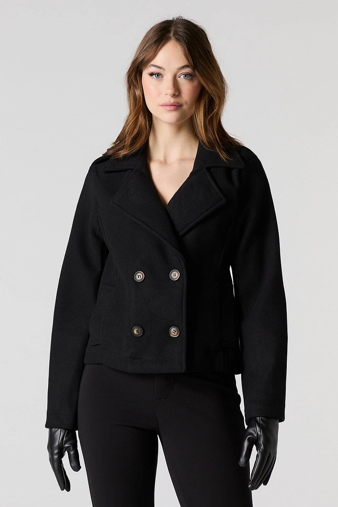 Double Breasted Cropped Peacoat