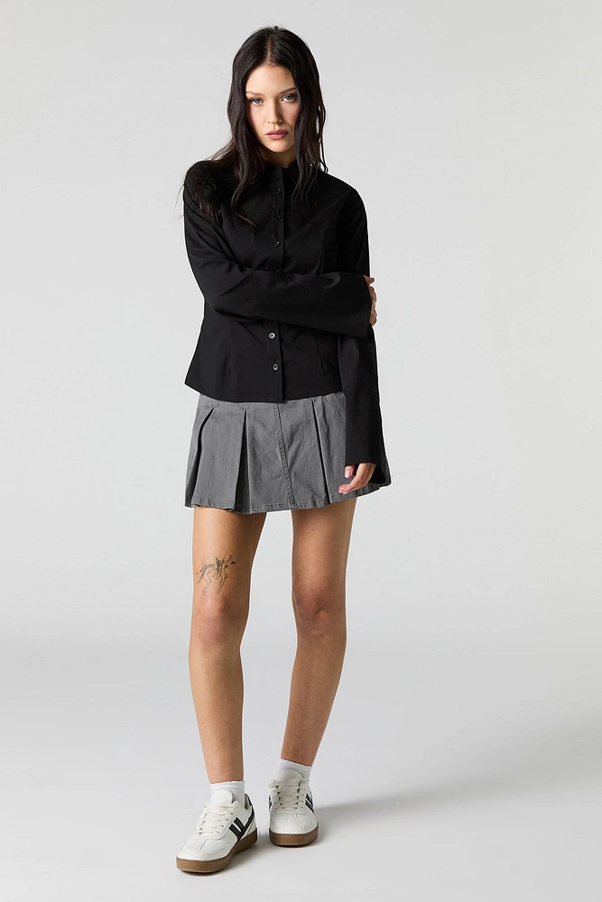 Button-Up Fitted Bell Sleeve Top