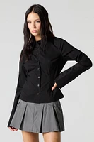 Button-Up Fitted Bell Sleeve Top