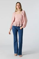 Smocked Tiered Long Sleeve Top