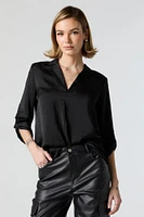 Collared Rolled Sleeve Top