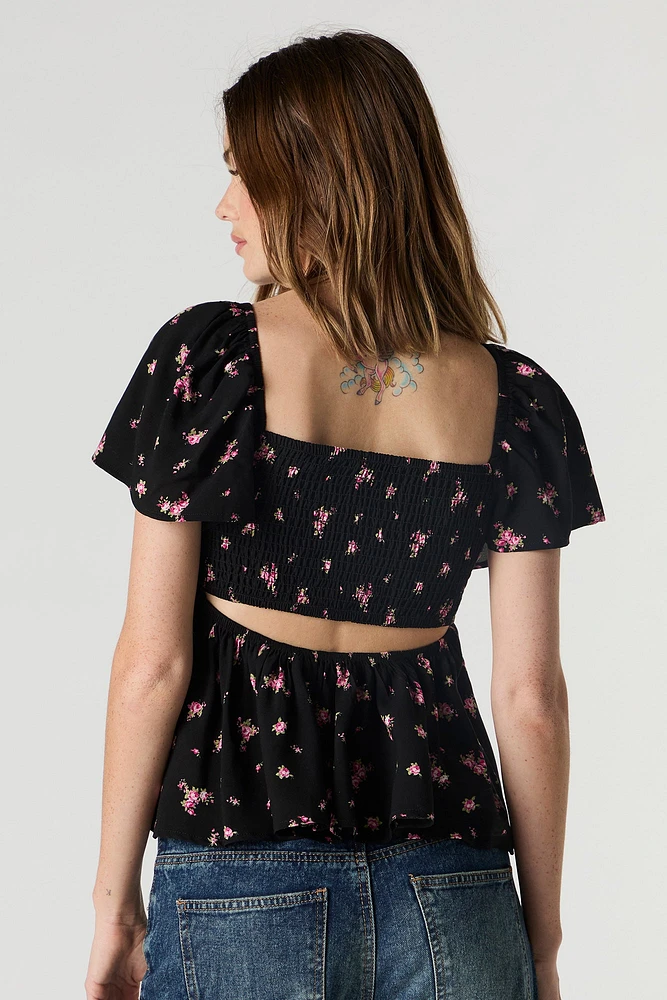 Floral Short Sleeve Milkmaid Top