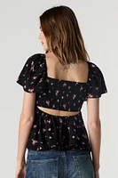 Floral Short Sleeve Milkmaid Top