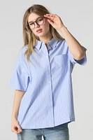 Poplin Oversized Button-Up Top