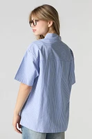 Poplin Oversized Button-Up Top