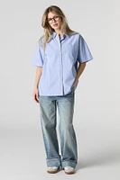 Poplin Oversized Button-Up Top