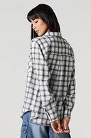 Plaid Long Sleeve Button-Up Top