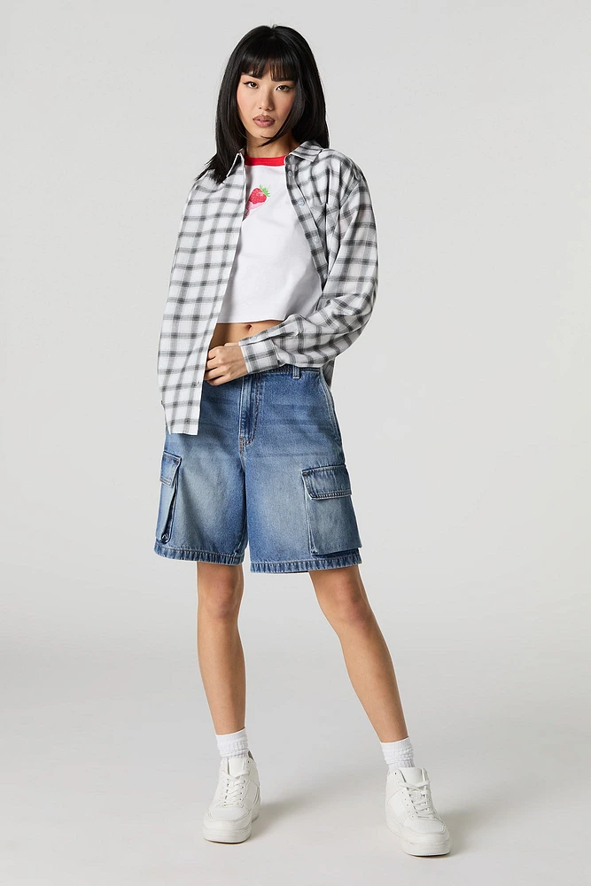 Plaid Long Sleeve Button-Up Top