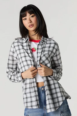 Plaid Long Sleeve Button-Up Top