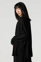 Oversized Button-Up Side Slit Top