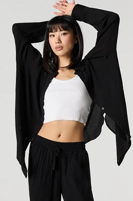 Oversized Button-Up Side Slit Top