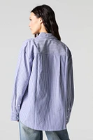 Oversized Pinstriped Button-Up Top