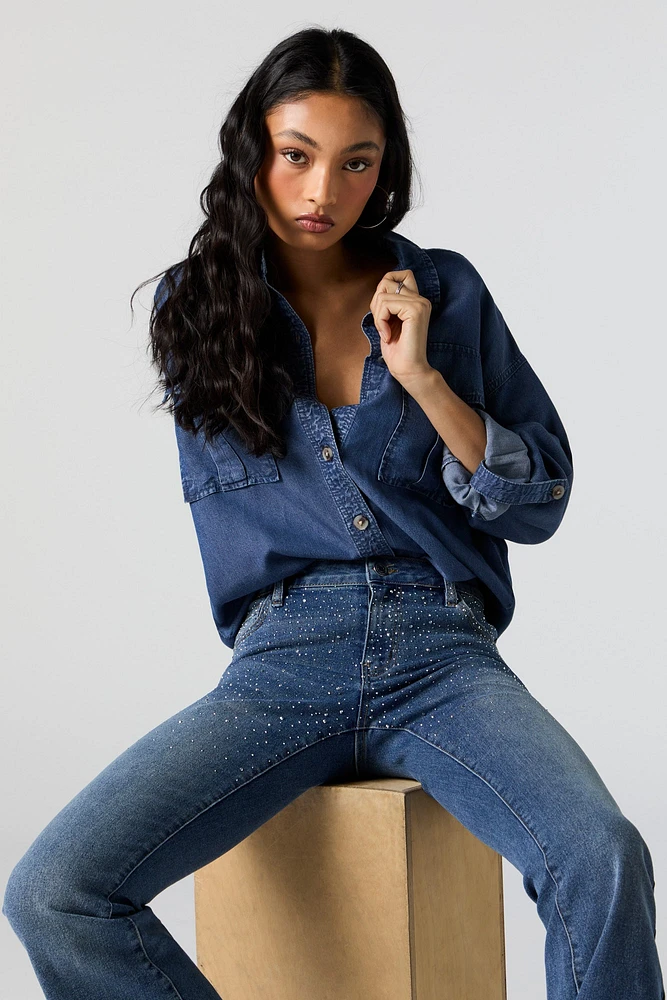 Denim Button-Up Top