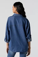 Denim Button-Up Top