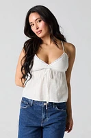 Tie Front Lace Trim Cami