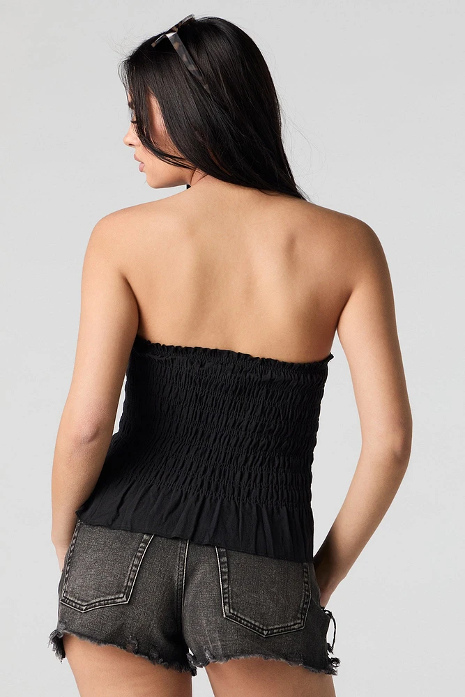 Smocked Peplum Tube Top