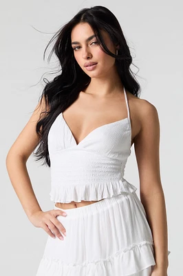 Camisole bain-de-soleil plissée à encolure en coeur