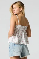 Débardeur de style nuisette fleuri