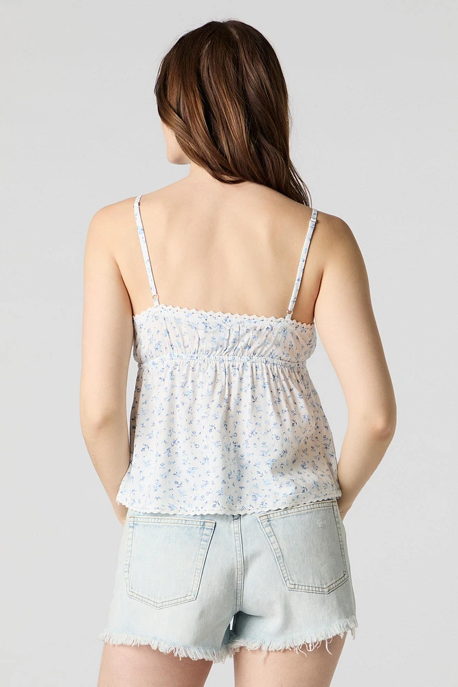 Camisole de style nuisette à surplis fleurie