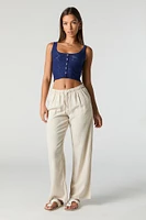 Eyelet Lace Button-Up Cropped Tank