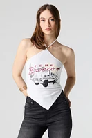 Haut bain-de-soleil à imprimé Ford Bronco avec ourlet bandana