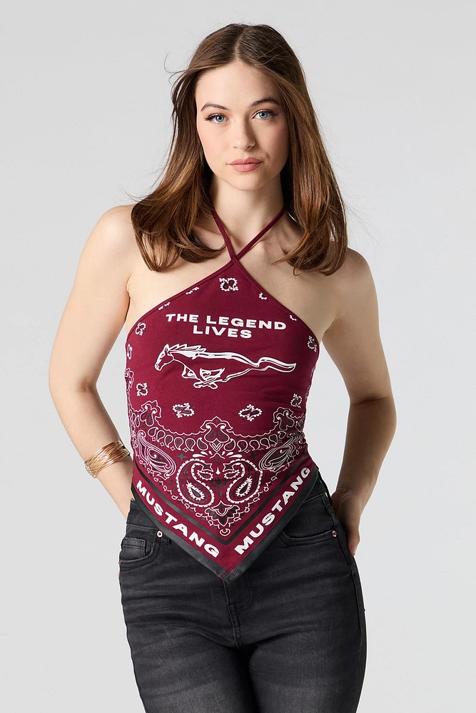 Ford Mustang Graphic Hanky Hem Halter Top
