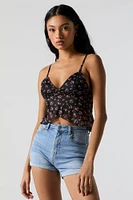 Floral Mesh V-Neck Tank