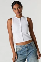Ribbed Button Front Tank