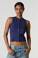 Ribbed Button Front Tank