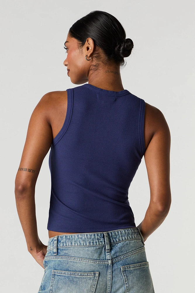 Ribbed Button Front Tank