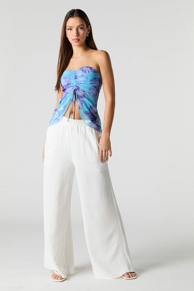 Floral Mesh Flyaway Tube Top