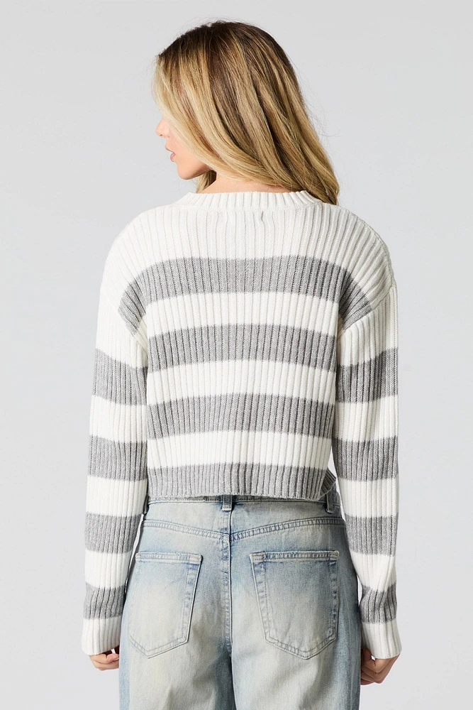 Striped Ribbed Knit Sweater