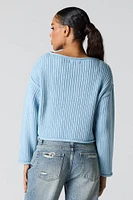 Ribbed Knit Boat Neck Sweater