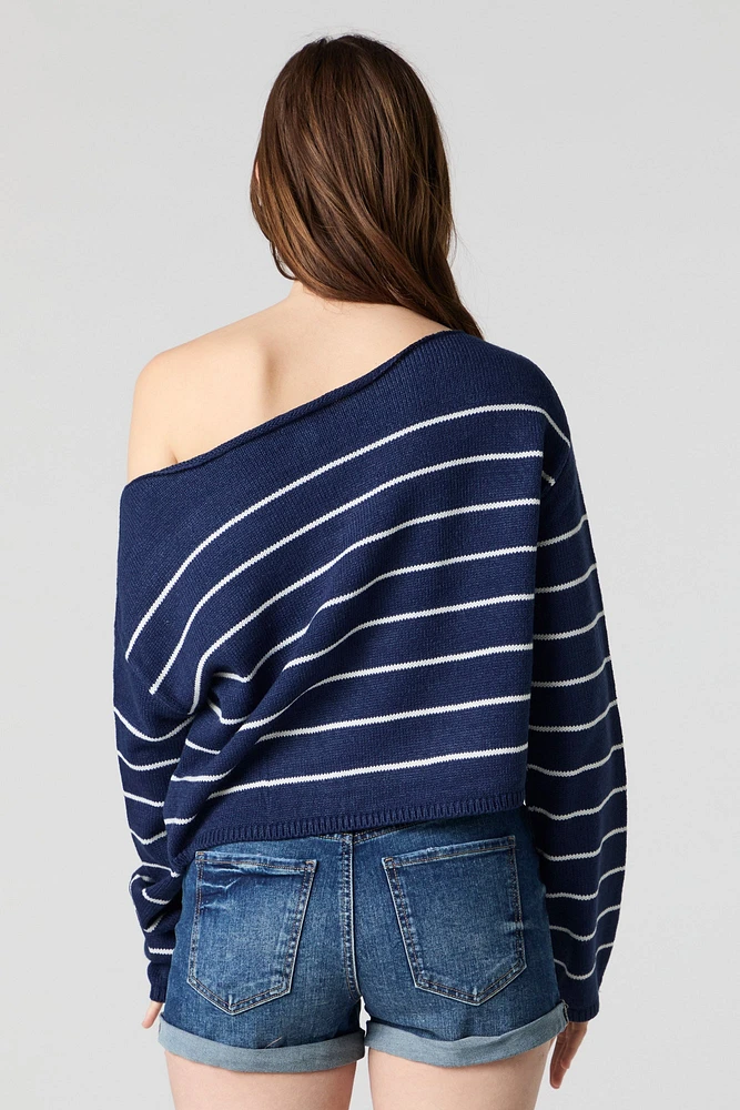 Knit Off Shoulder Striped Sweater