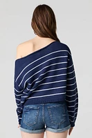 Knit Off Shoulder Striped Sweater