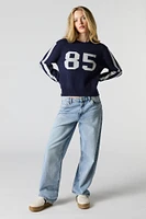 Striped Sleeve Jacquard Knit Sweater