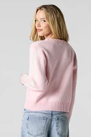 Striped Sleeve Jacquard Knit Sweater