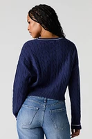 Cable Knit Embroidered Sweater