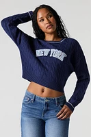 Cable Knit Embroidered Sweater
