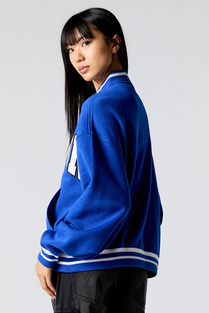 Embroidered Fleece Varsity Jacket