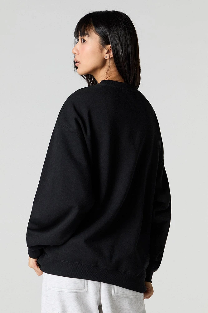 Oversized Graphic Fleece Sweatshirt