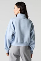 City Twill Embroidered Quarter Zip Fleece Sweatshirt