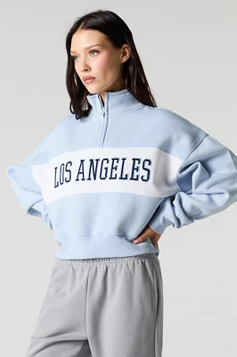City Twill Embroidered Quarter Zip Fleece Sweatshirt