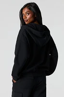 Boxy Zip-Up Fleece Hoodie