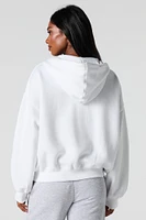 Boxy Zip-Up Fleece Hoodie