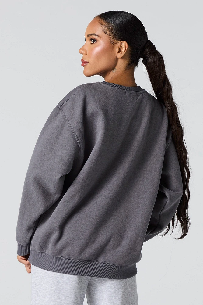 Oversized Solid Fleece Sweatshirt