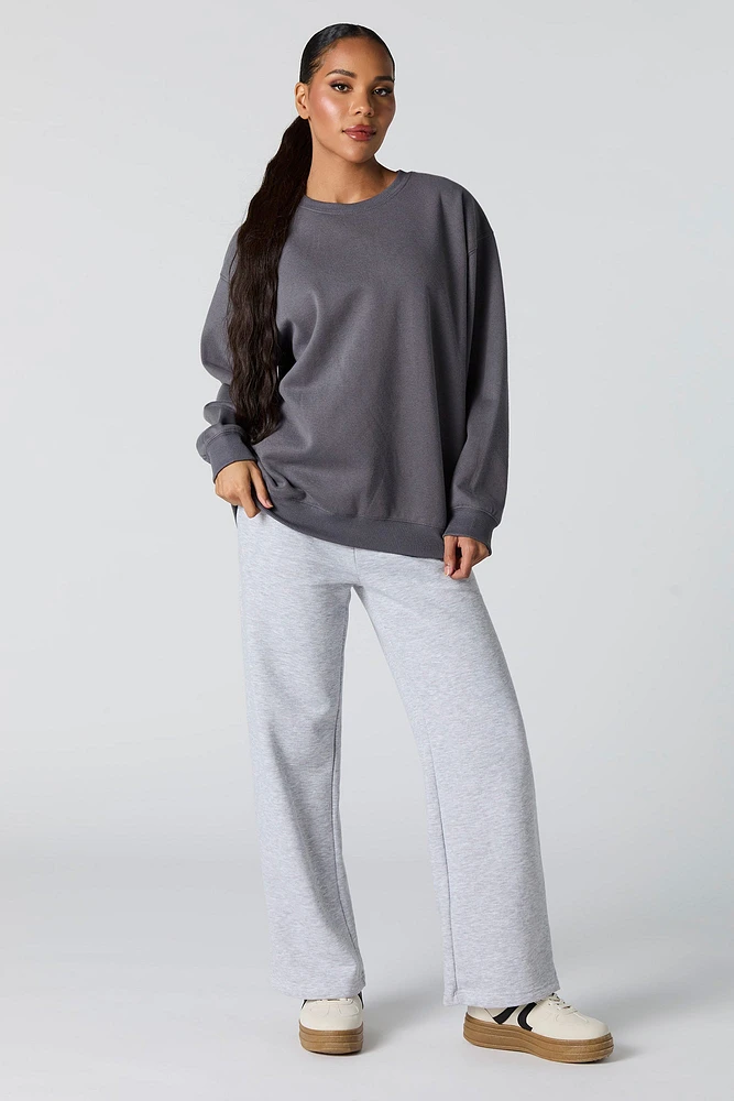 Oversized Solid Fleece Sweatshirt