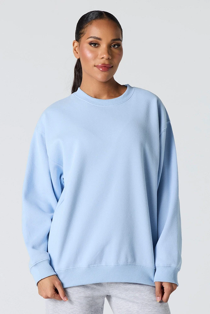 Oversized Solid Fleece Sweatshirt