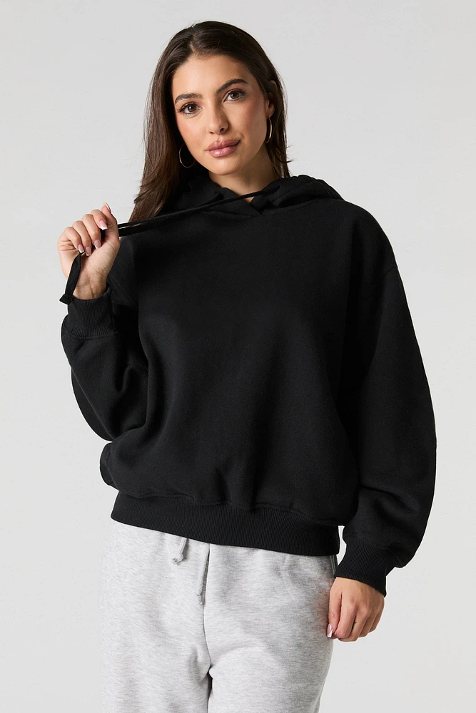 Oversized Solid Fleece Hoodie